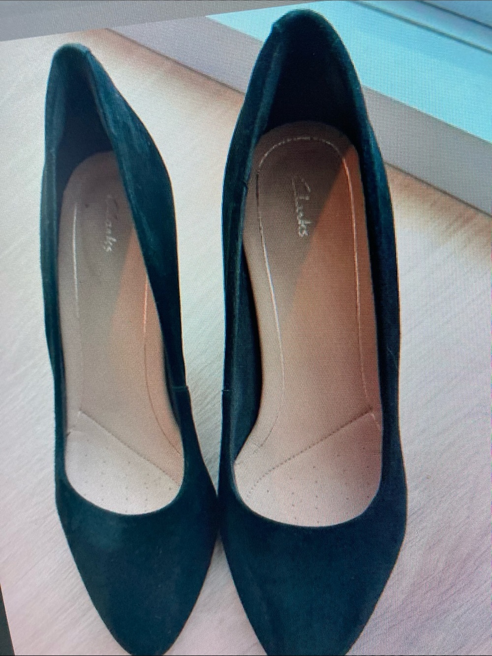 Clarks Black Suede Pointed-Toe Heels